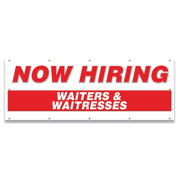 Now Hiring Waiters & Waitresses Banner Apply Inside Accepting Application Single Sided
